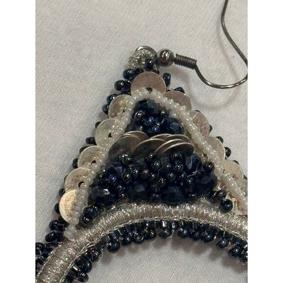 Lori Weitzner Luna Statement Earrings Midnight Drop Circular Artisan Boho - Picture 7 of 8